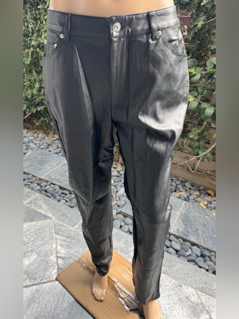 ASOS Black Faux Leather Straight Leg Pants